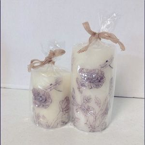 HD Designs dragon fly and rose pillar candle set of 2